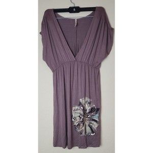 Brown low v neck floral A LINE DRESS BY ENTRO FOR‎ ANTHROPOLOGIE ~ M